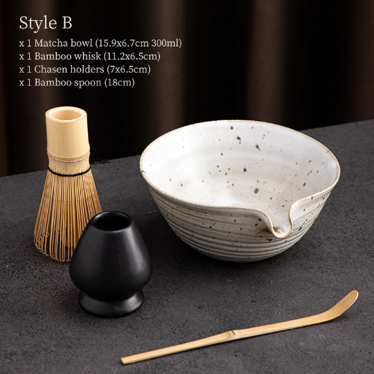 Matcha Set with Rough Ceramic Chawan 300ml