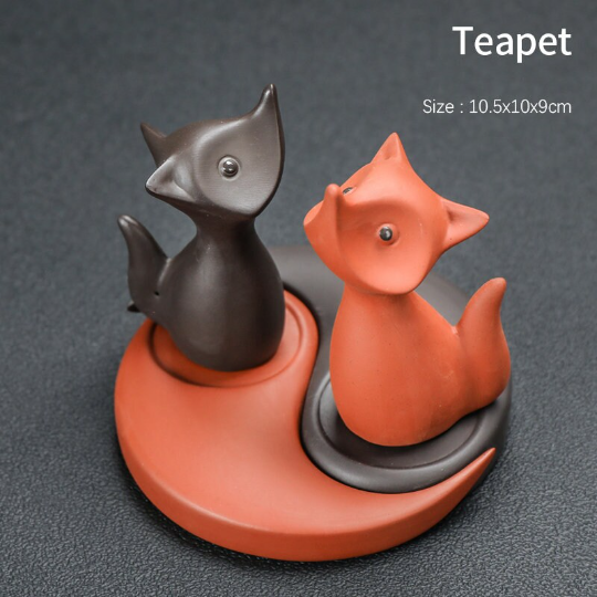 Cute Little Fox Purple Clay Tea Pet