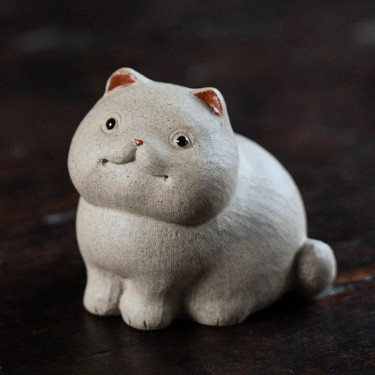 Chubby Cat Ceramic Tea Pet