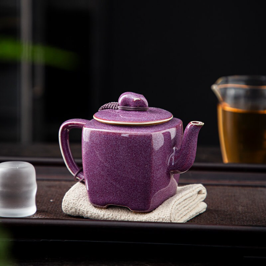 Elegant Purple Kiln-Changed Handmade Teapot 180ml