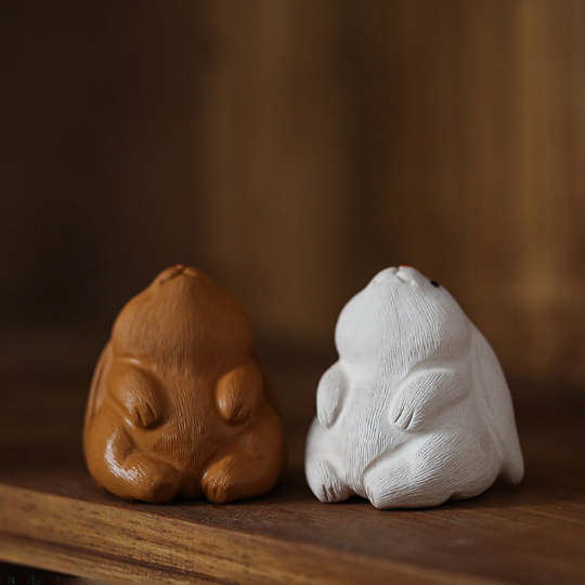 Adorable Moon Gazing Rabbit Ceramic Tea Pet