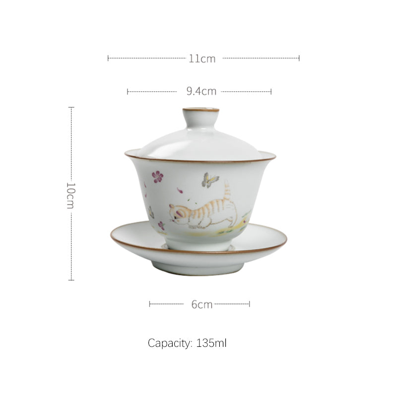 Cute Cat Ceramic Gaiwan 135ml