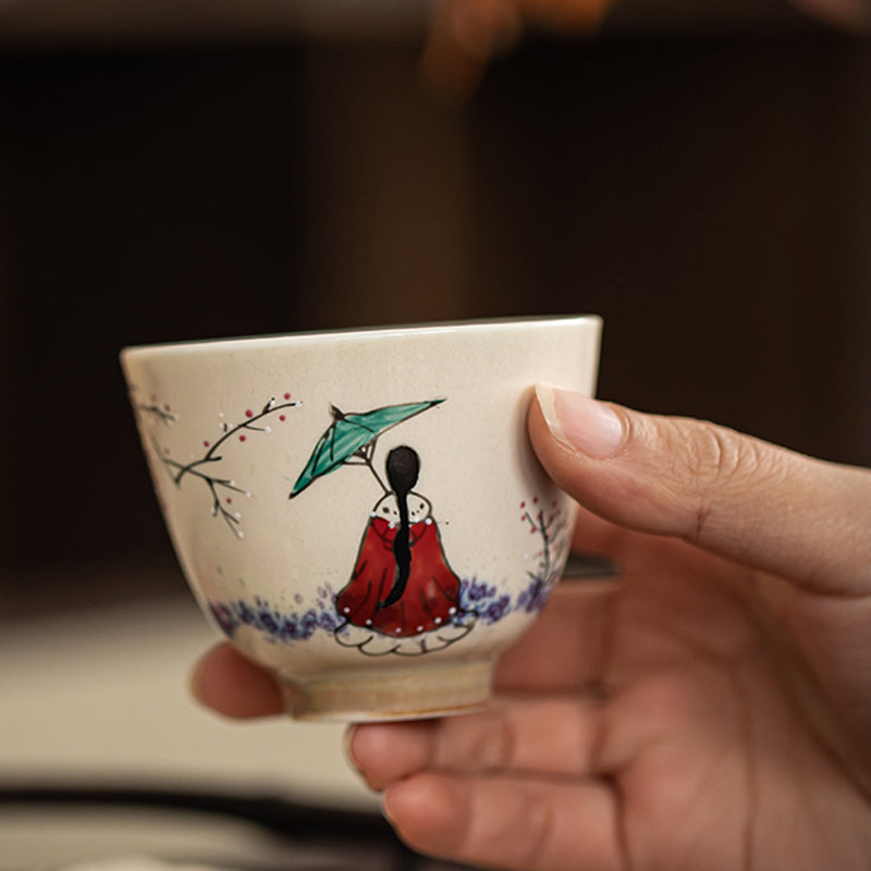 Ancient Style Hand-painted Premium Ceramic Teacup 90/100ml