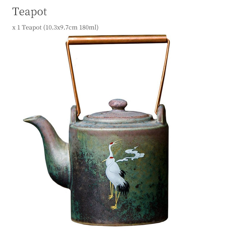 Vintage Crane Ceramic Teapot 180ml