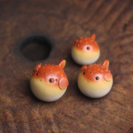 Set of 3 Pufferfish Ceramic Tea Pets