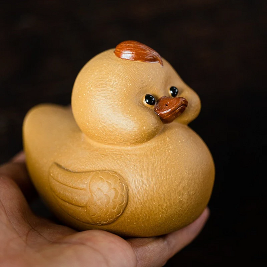 Little Yellow Duck Ceramic Tea Pet