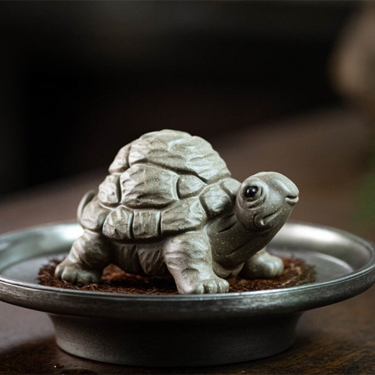 The Cute Tortoise Purple Clay Tea Pet