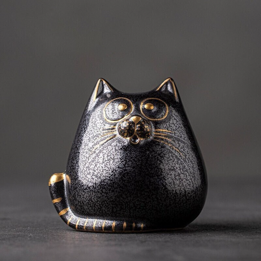 Little Black Cat Ceramic Tea Pet