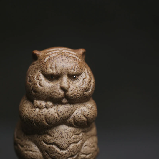 Angry Fat Tiger  Purple Clay Tea Pet