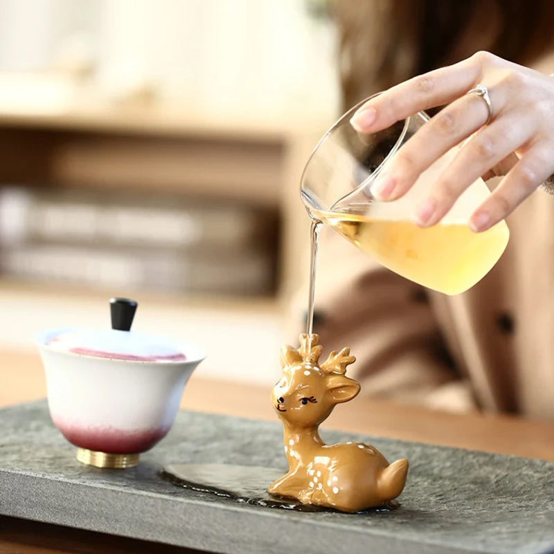 Plum Blossom Deer Ceramic Tea Pet