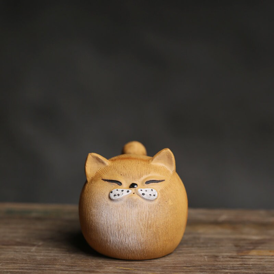 Three Colors Little Fat Cat Purple Clay Tea Pet