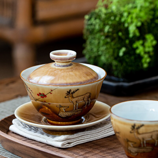 Two Deers Kiln-changed Sancai Gaiwan 150ml