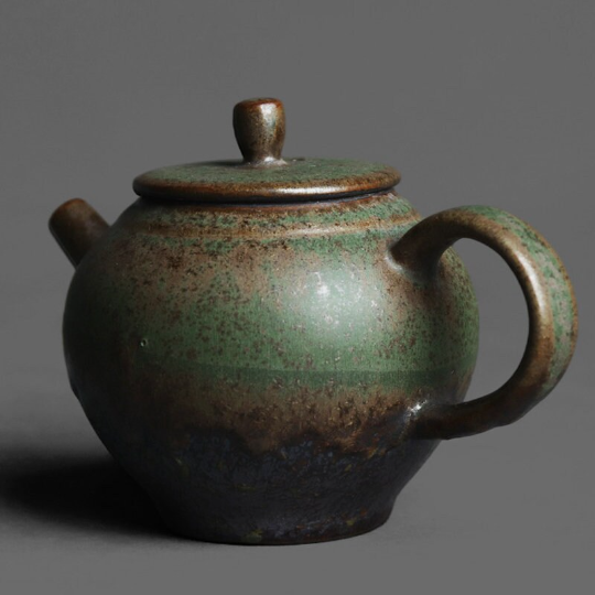 Vintage Kiln-Changed Bronze Glaze Handheld Teapot 200ml