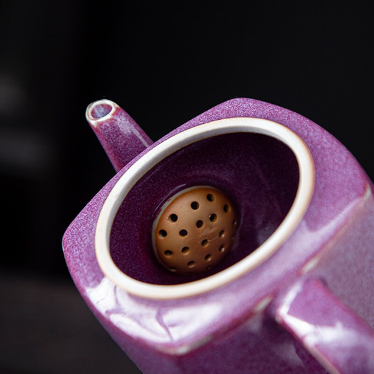 Elegant Purple Kiln-Changed Handmade Teapot 180ml