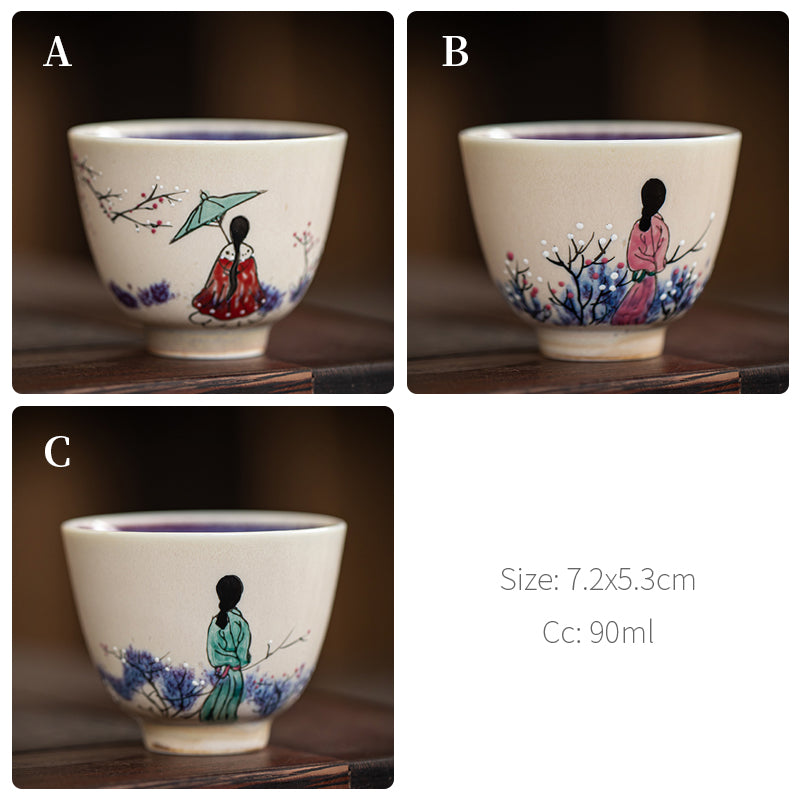 Ancient Style Hand-painted Premium Ceramic Teacup 90/100ml