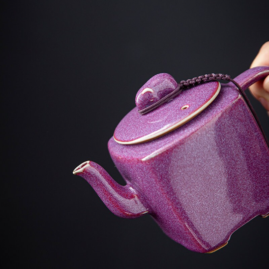 Elegant Purple Kiln-Changed Handmade Teapot 180ml