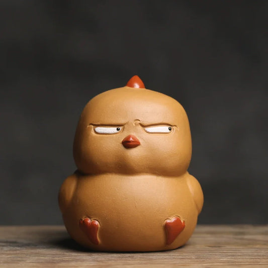 Cute Cross-Eyed Chick Ceramic Tea Pet