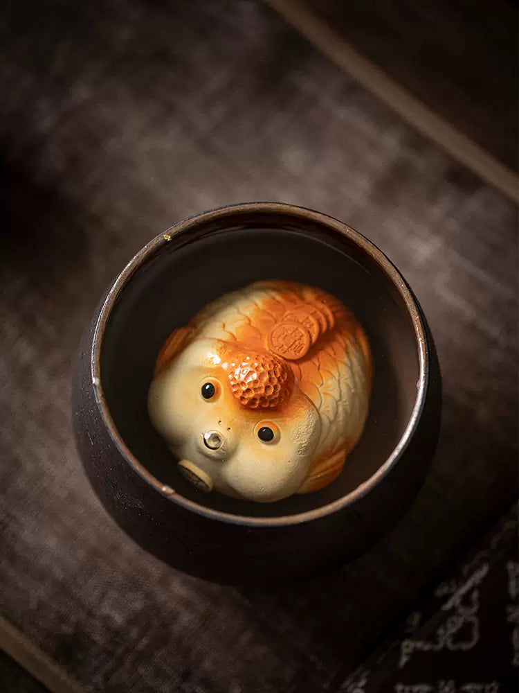 Small Goldfish Ceramic Tea Pet with Incense Holder