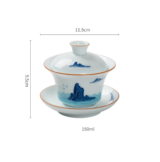 Jingdezhen Handpainted White Procelain Gaiwan 150ml