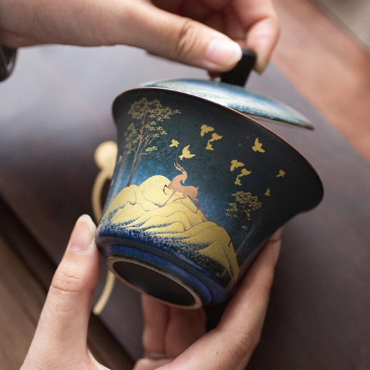 Gold Deer Ceramic Gaiwan 150ml