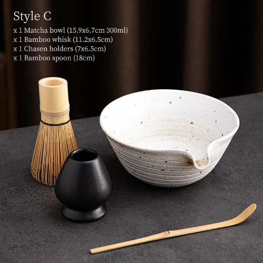 Matcha Set with Rough Ceramic Chawan 300ml