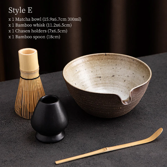 Matcha Set with Rough Ceramic Chawan 300ml