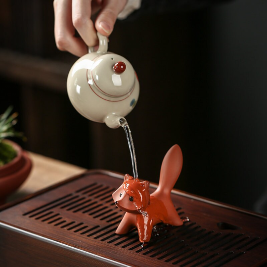 Cute Little Fox Ceramic Tea Pet