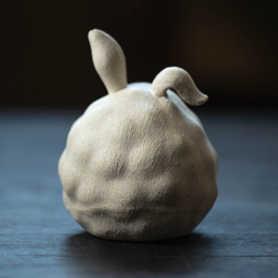 Cute Rabbit Purple Clay Teapet