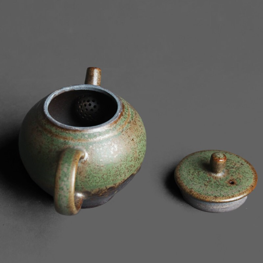 Vintage Kiln-Changed Bronze Glaze Handheld Teapot 200ml