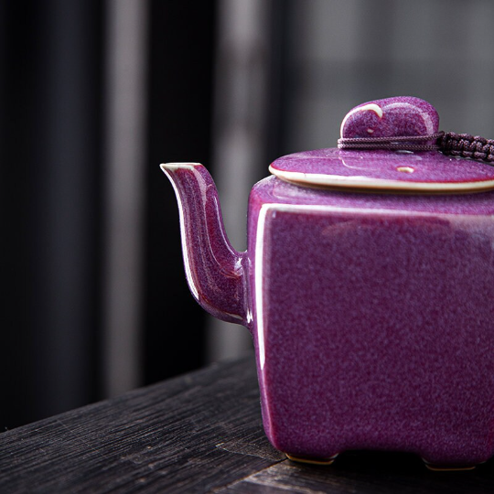 Elegant Purple Kiln-Changed Handmade Teapot 180ml