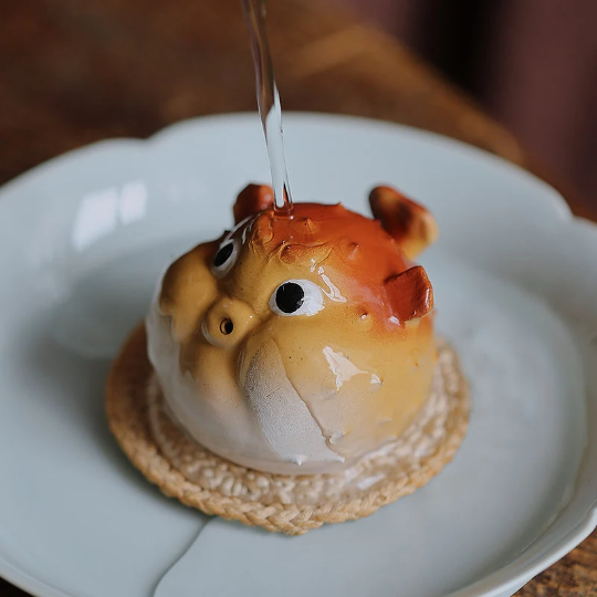 Adorable Pufferfish Ceramic Tea Pet