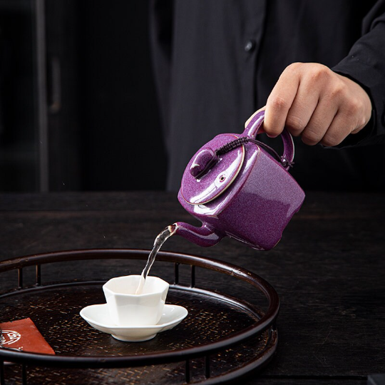 Elegant Purple Kiln-Changed Handmade Teapot 180ml