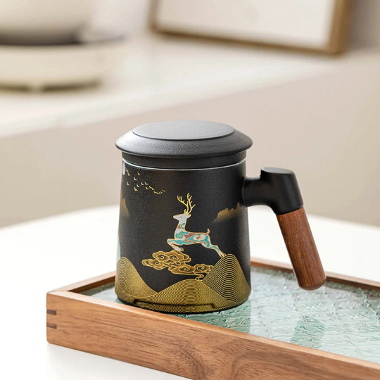 Handpainted Deer Infusion Mug 400ml