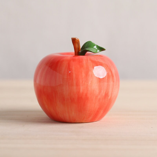 Green and Red Apple Ceramic Tea Pet