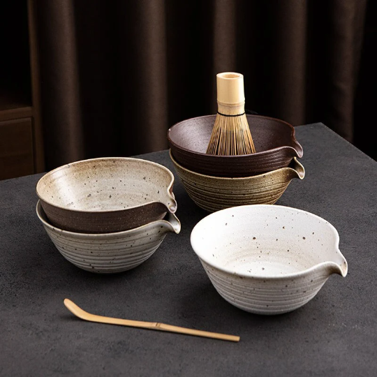 Matcha Set with Rough Ceramic Chawan 300ml