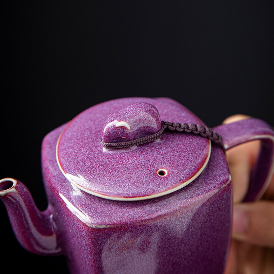 Elegant Purple Kiln-Changed Handmade Teapot 180ml