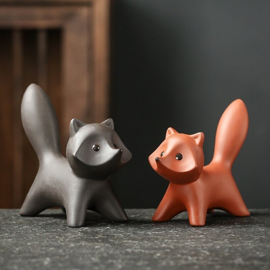 Cute Little Fox Ceramic Tea Pet