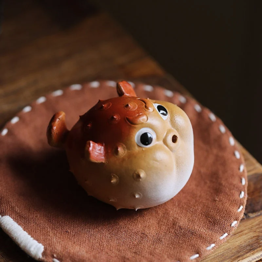 Adorable Pufferfish Ceramic Tea Pet