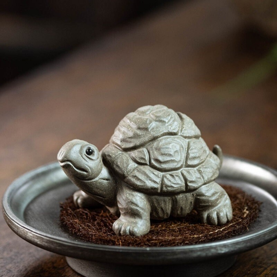 The Cute Tortoise Purple Clay Tea Pet