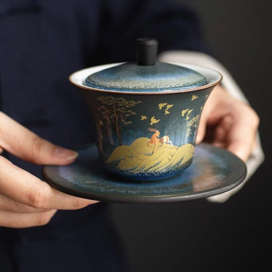 Gold Deer Ceramic Gaiwan 150ml