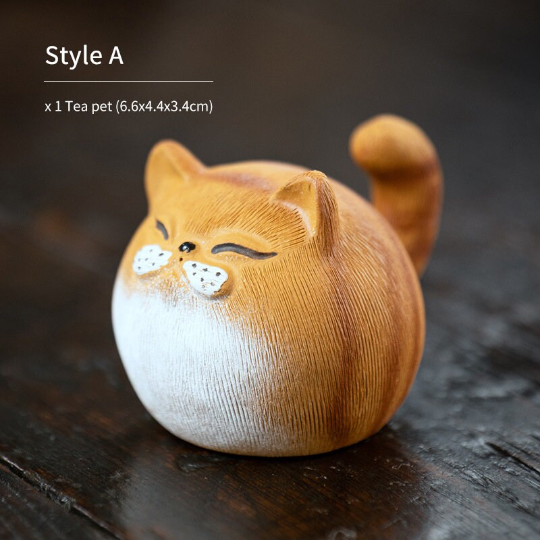 Three Colors Little Fat Cat Purple Clay Tea Pet