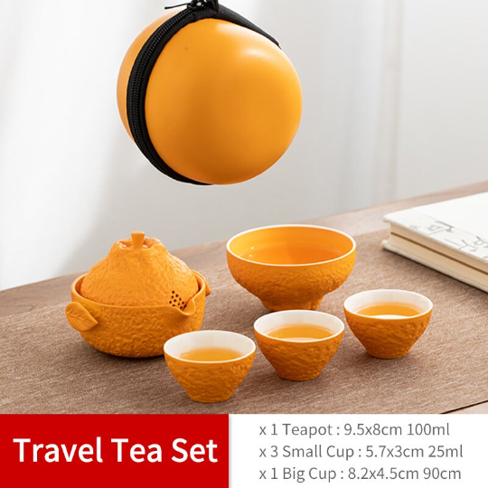 Creative Ceramic Orange Travel Tea Set