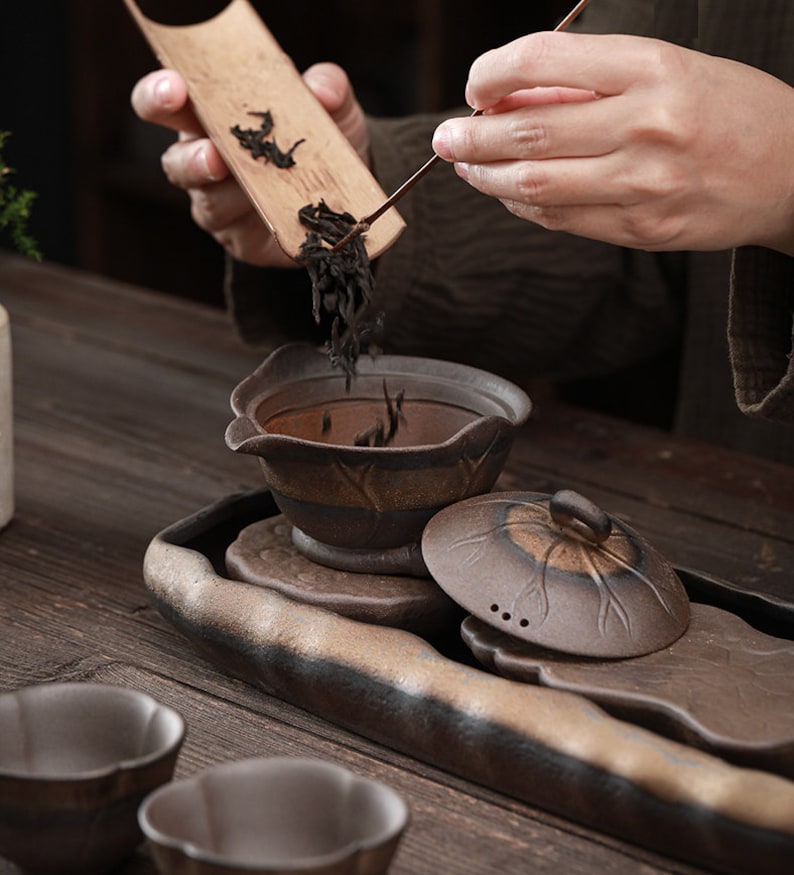 Handmade Lotus Pond Theme Kung Fu Tea Set