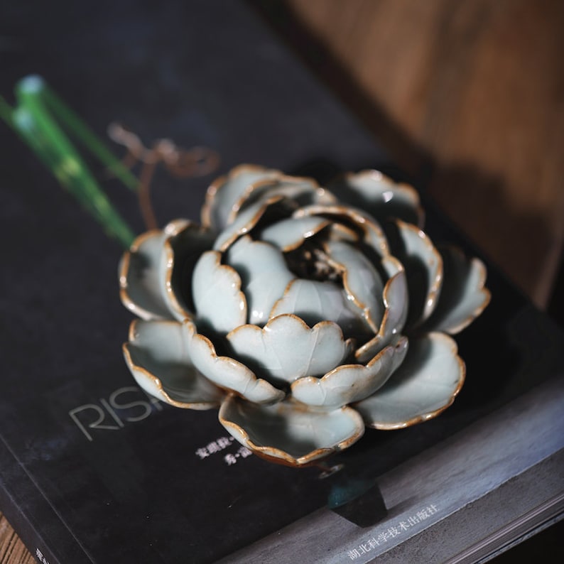 Hand Pinched Peony Flower Incense Holder,