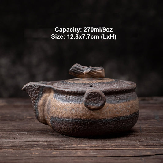 Hand-grab Kungfu Teapot with Log Style lid 270ml/9oz