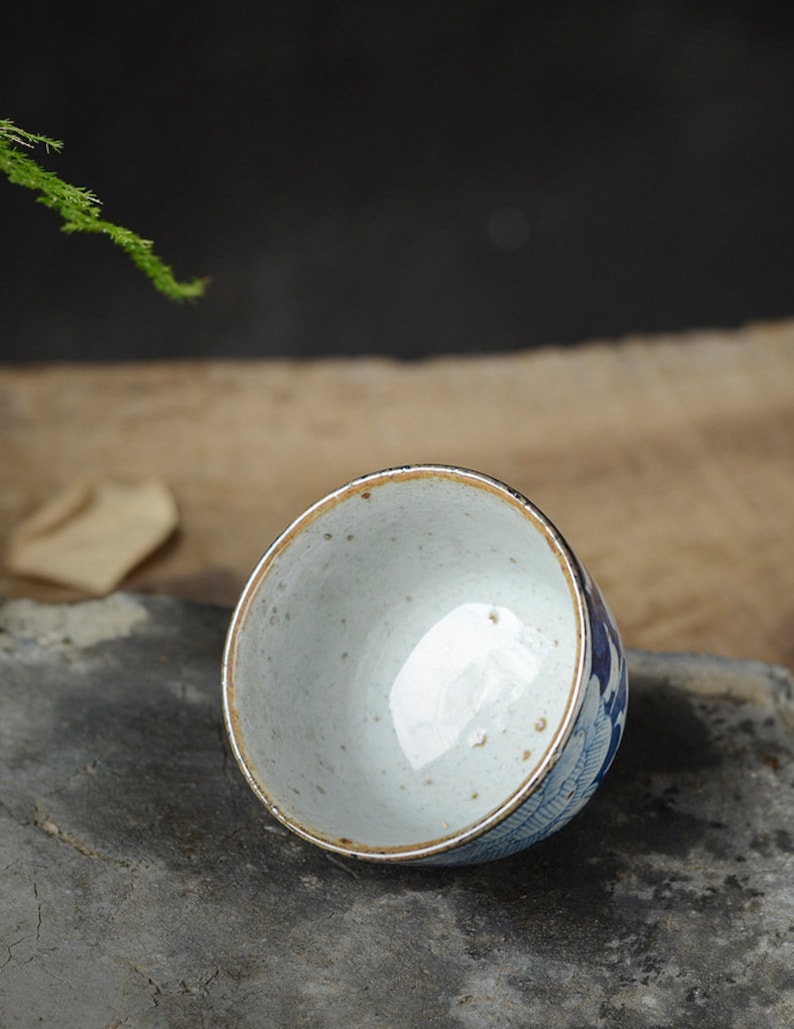 Stoneware Blue and White Kung Fu Teacup 90ml/3oz