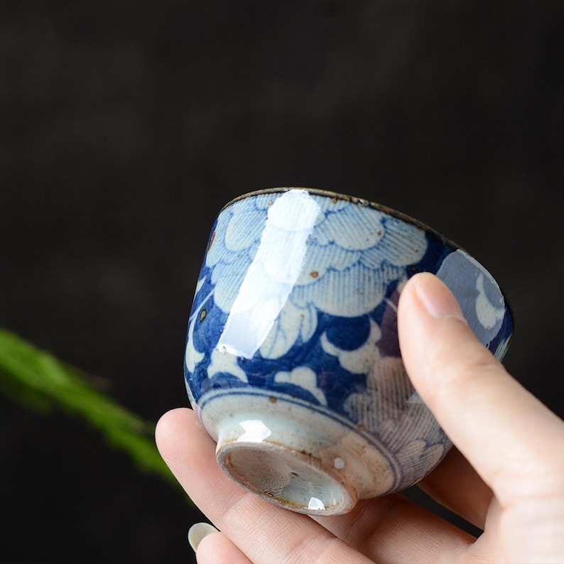 Stoneware Blue and White Kung Fu Teacup 90ml/3oz