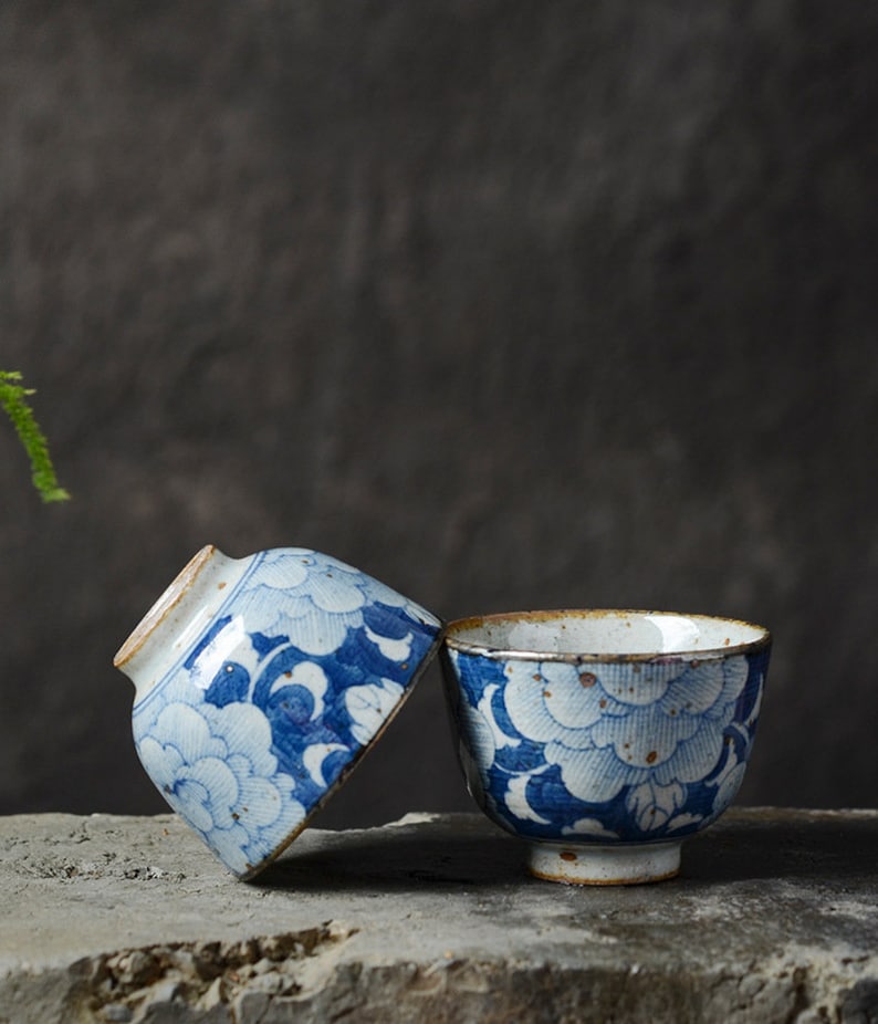 Stoneware Blue and White Kung Fu Teacup 90ml/3oz