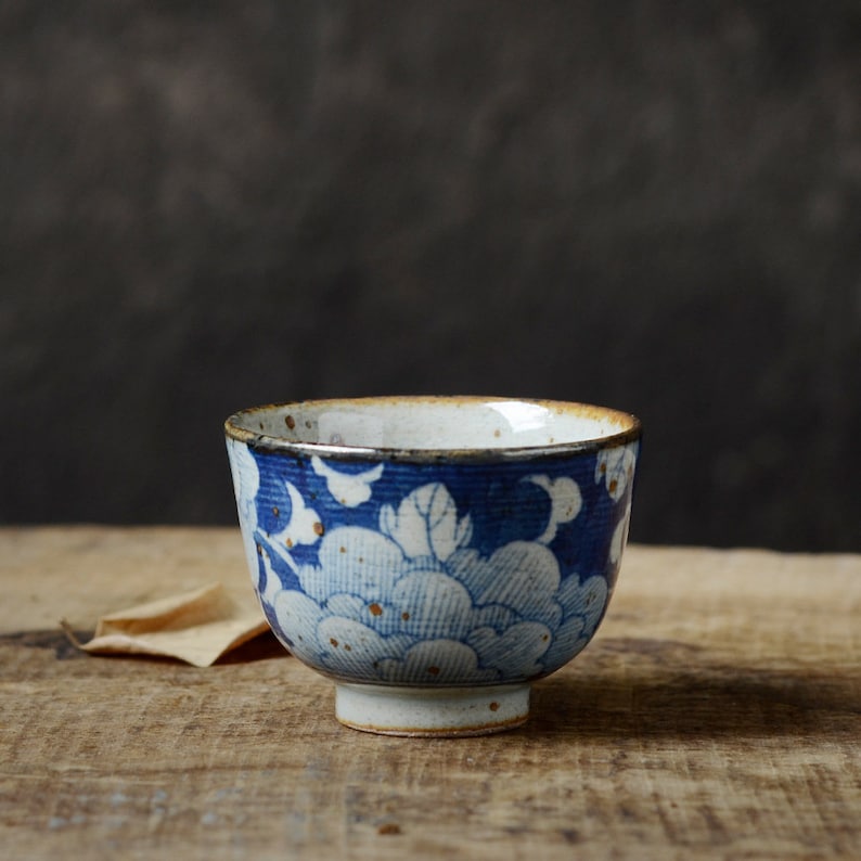 Stoneware Blue and White Kung Fu Teacup 90ml/3oz