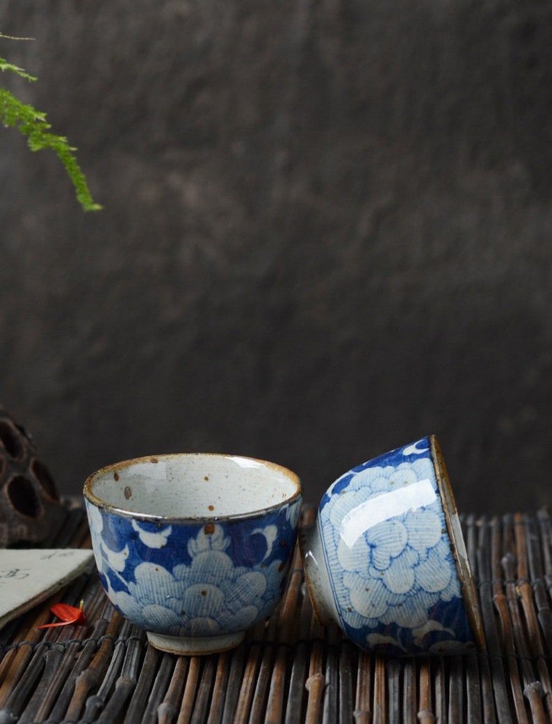 Stoneware Blue and White Kung Fu Teacup 90ml/3oz